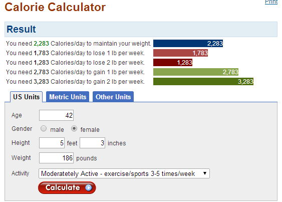 Calorie calculation